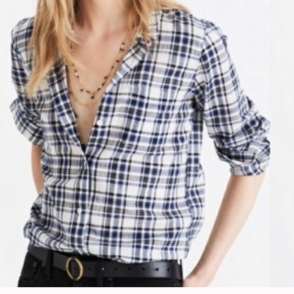 Madewell Button Down Plaid Blouse - image 1